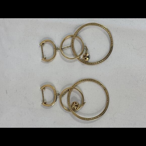 14k Stylish Gold and Diamond Multi-Circle Dangle Earrings - Picture 6 of 6